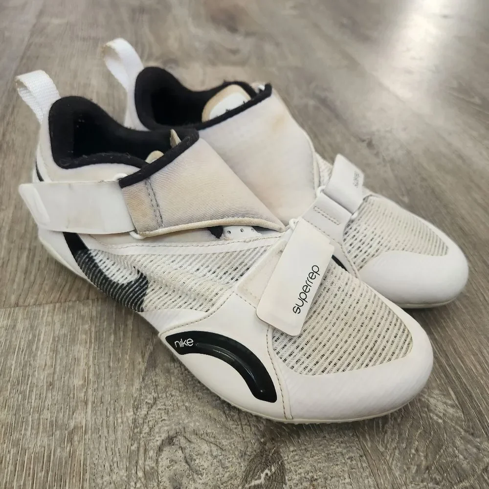 Nike SuperRep Cycle White Black Cycling Shoes Cleats Women’s Size 7.5 CJ0775-100